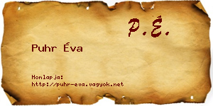 Puhr Éva névjegykártya